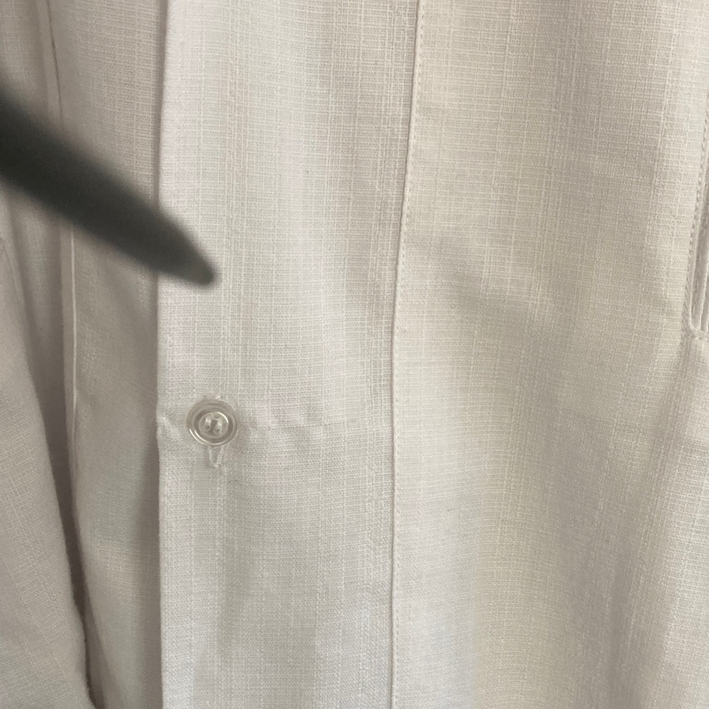 Guayaberas Linen  White and Tan Embroidered Men's Shirt 38 - Picture 6 of 7